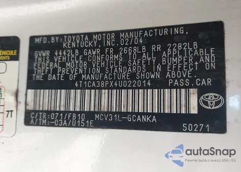 2004 Toyota Camry Solara Se V6 из США, поврежденный, VIN 4T1CA38PX4U022014